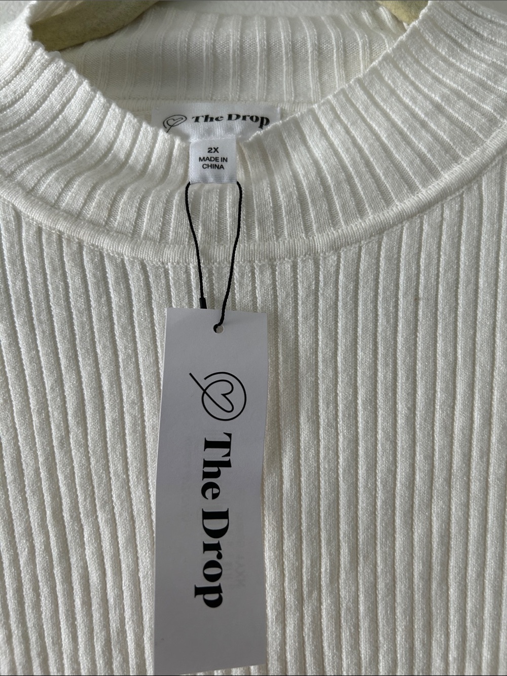 The Drop Sleeveless Ribbed Mock Neck Tank Top - White - Picture 3 of 3